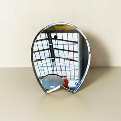 Italian Mid-Century Table Mirror in Wood and Iron by Luigi Fontana &C, 1950s