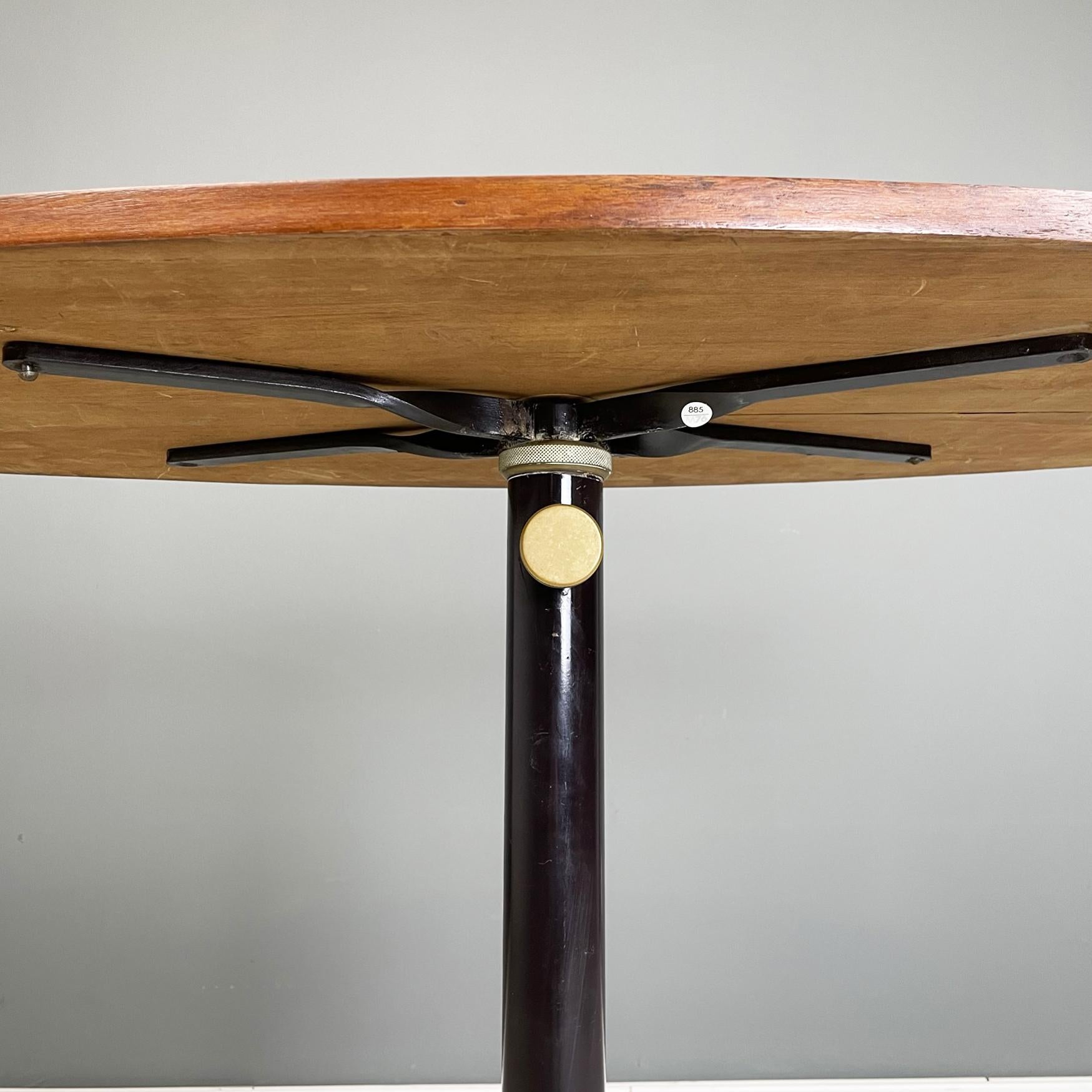 Italian Midcentury Table with Adjustable Wooden Top Withe Metal and Brass, 1950s For Sale 6
