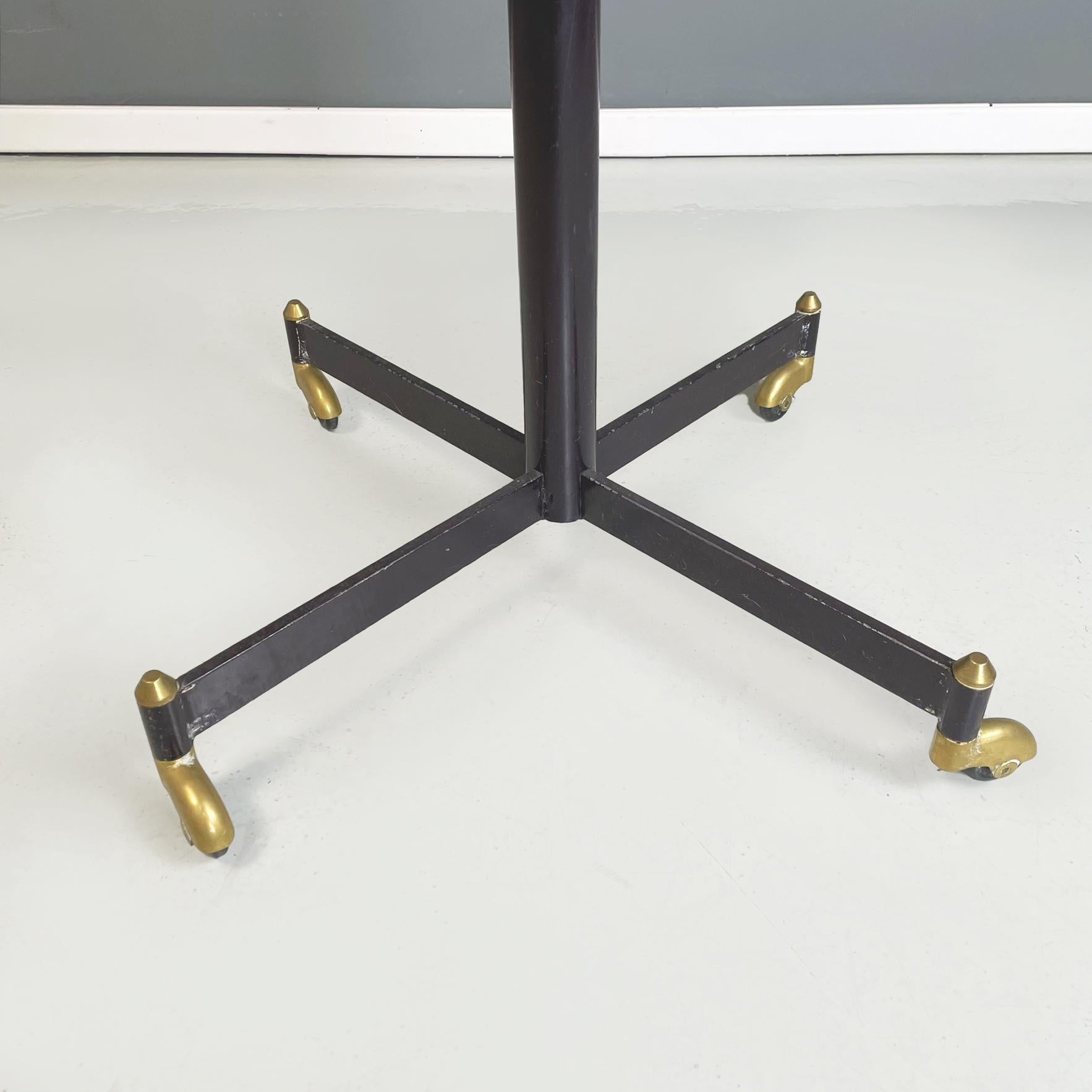Italian Midcentury Table with Adjustable Wooden Top Withe Metal and Brass, 1950s For Sale 8