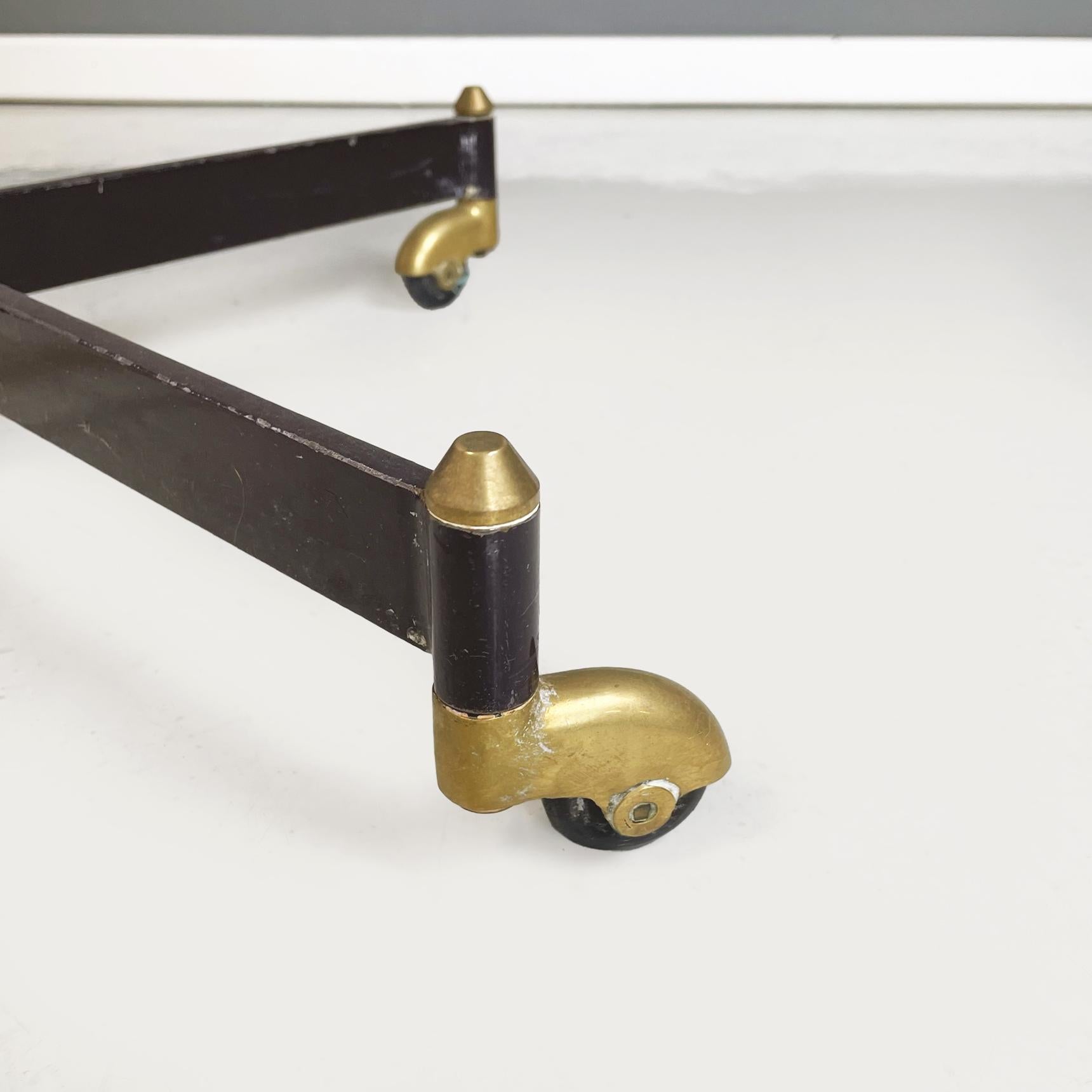 Italian Midcentury Table with Adjustable Wooden Top Withe Metal and Brass, 1950s For Sale 10