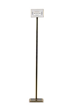 Italian Mid-Century Tall Brass and Black Lacquer Torchiere