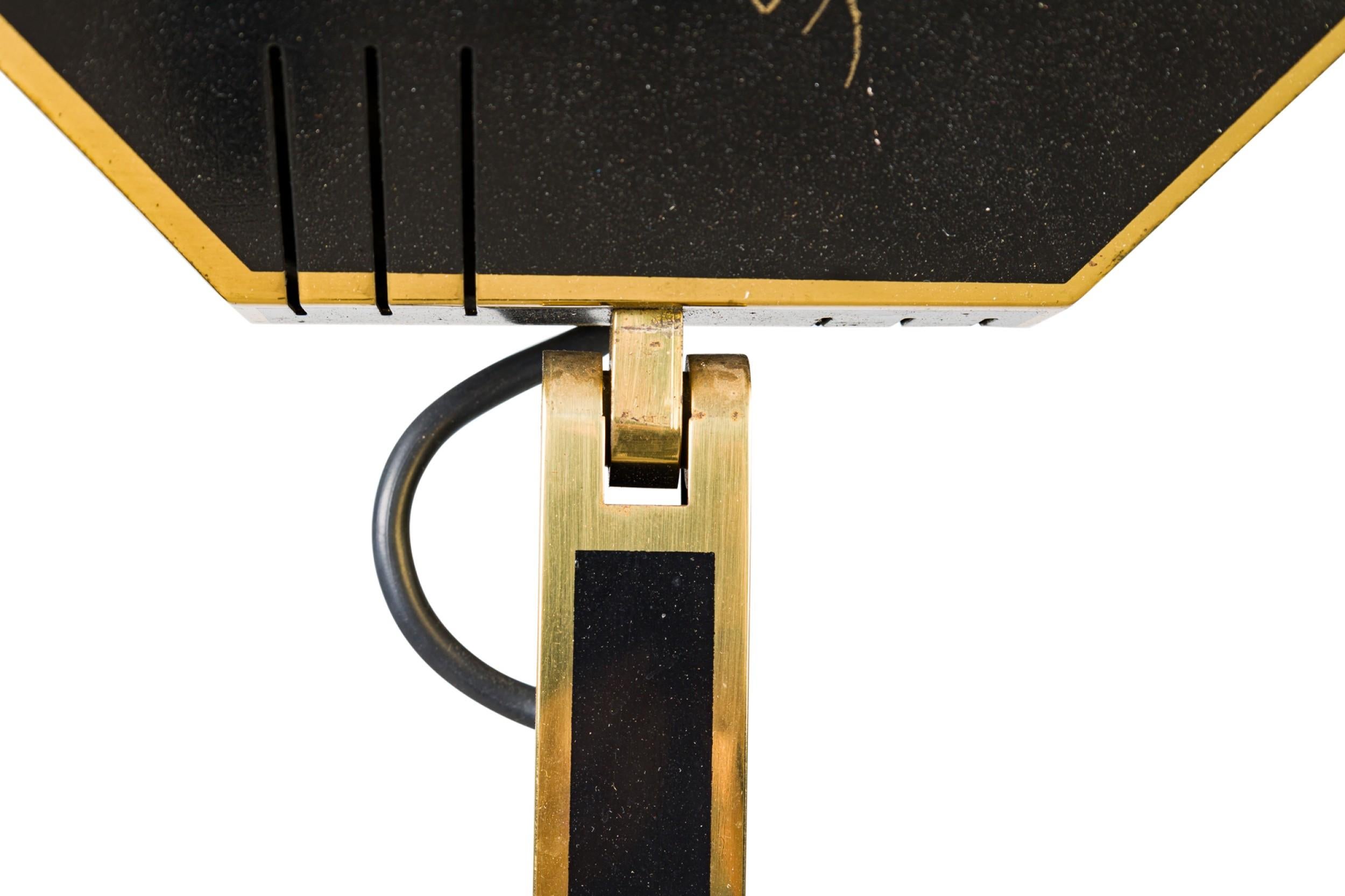 Italian Mid-Century Tall Brass and Black Lacquer Torchiere For Sale 2