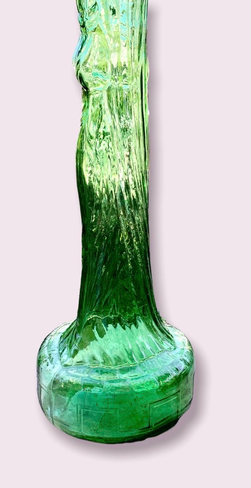 Molded Italian Mid Century Tall Glass Chianti Bottle in the Shape of a Roman Woman For Sale
