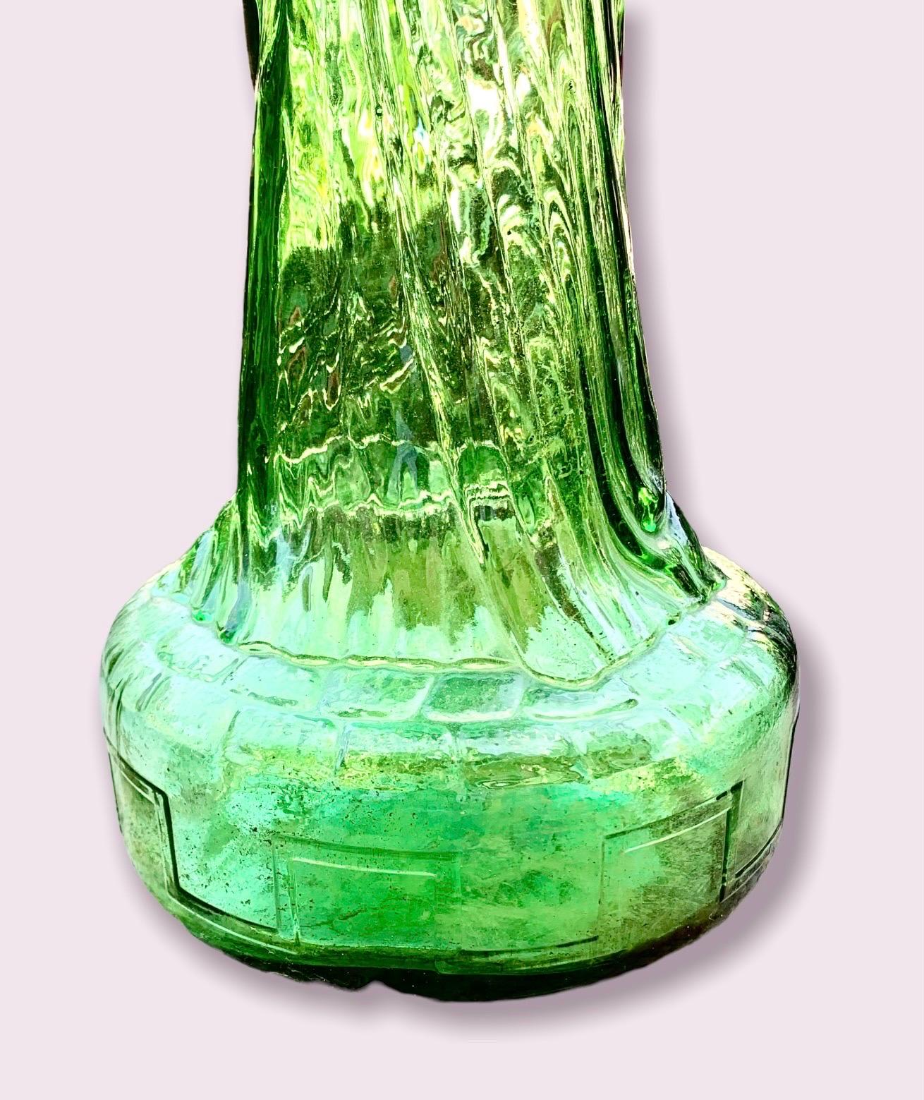 Italian Mid Century Tall Glass Chianti Bottle in the Shape of a Roman Woman In Good Condition For Sale In New Orleans, LA