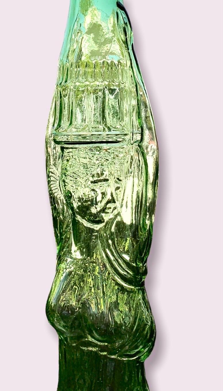 Late 20th Century Italian Mid Century Tall Glass Chianti Bottle in the Shape of a Roman Woman For Sale