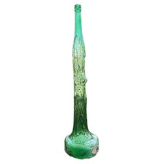 Retro Italian Mid Century Tall Glass Chianti Bottle in the Shape of a Roman Woman