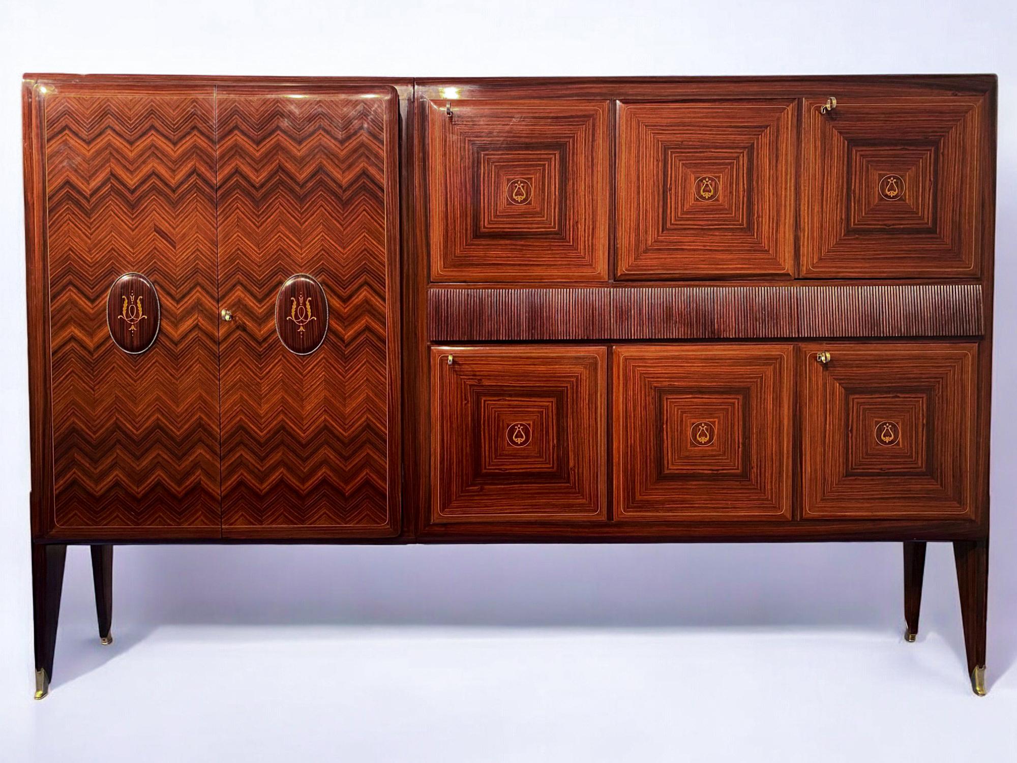 Italian Mid-Century  Tall Sideboad by Vittorio Dassi, 1950s In Good Condition In Traversetolo, IT