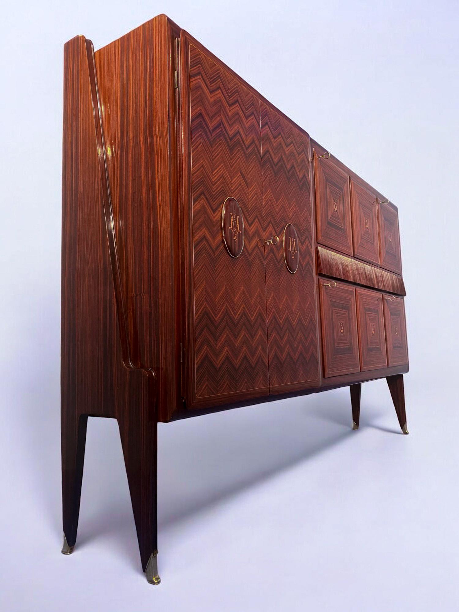 Brass Italian Mid-Century  Tall Sideboad by Vittorio Dassi, 1950s