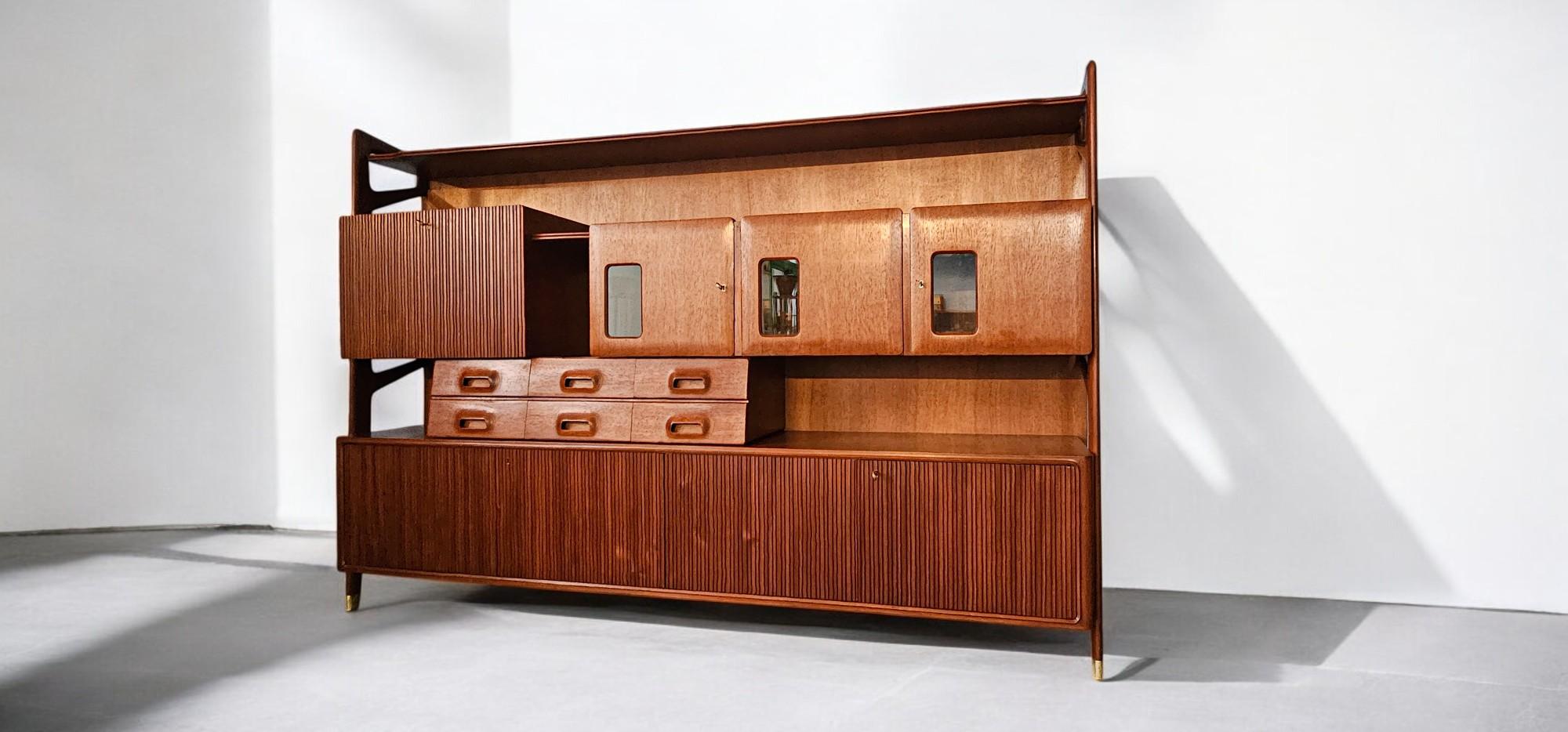 Mid-Century Modern Italian Mid Century Tall Sideboard Attributed to Silvio Cavatorta, 1955