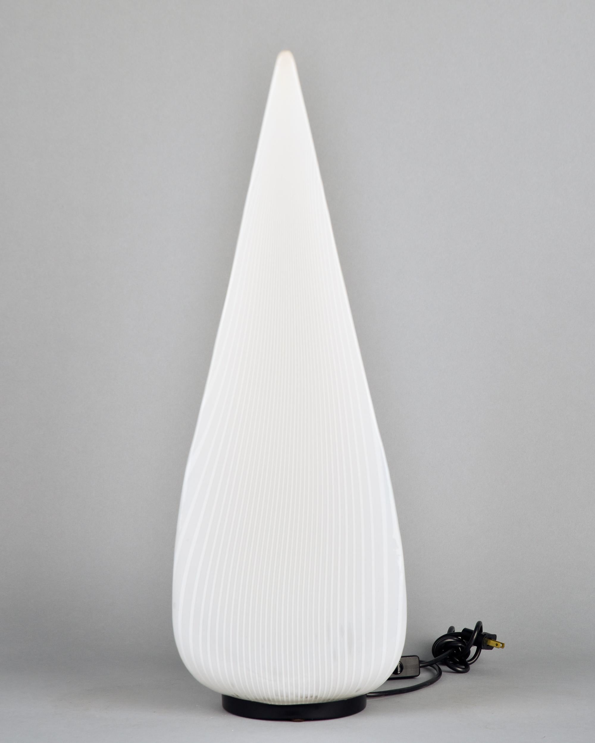 Mid-Century Modern Italian Mid Century Tall White Glass Table Lamp For Sale