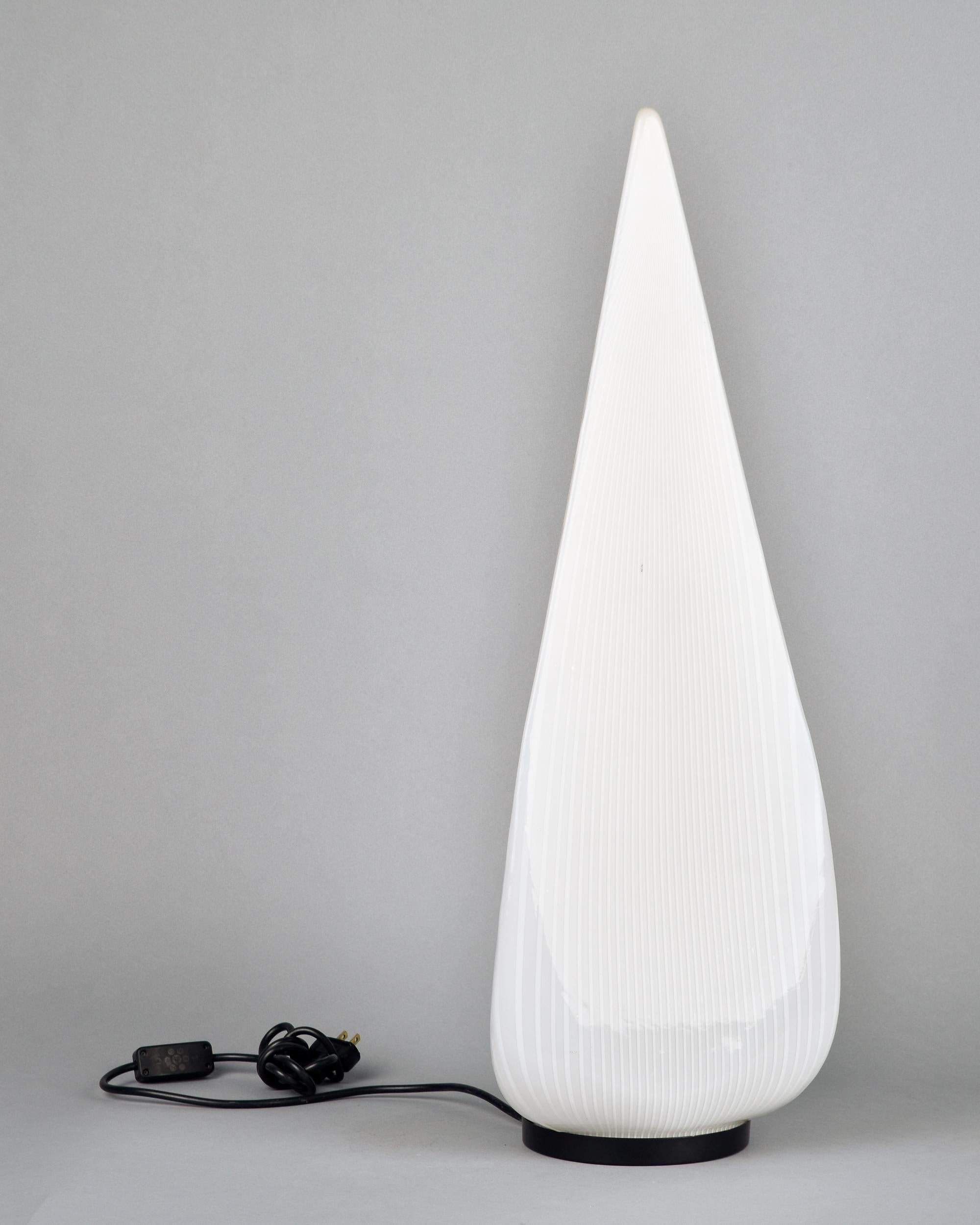 Murano Glass Italian Mid Century Tall White Glass Table Lamp For Sale
