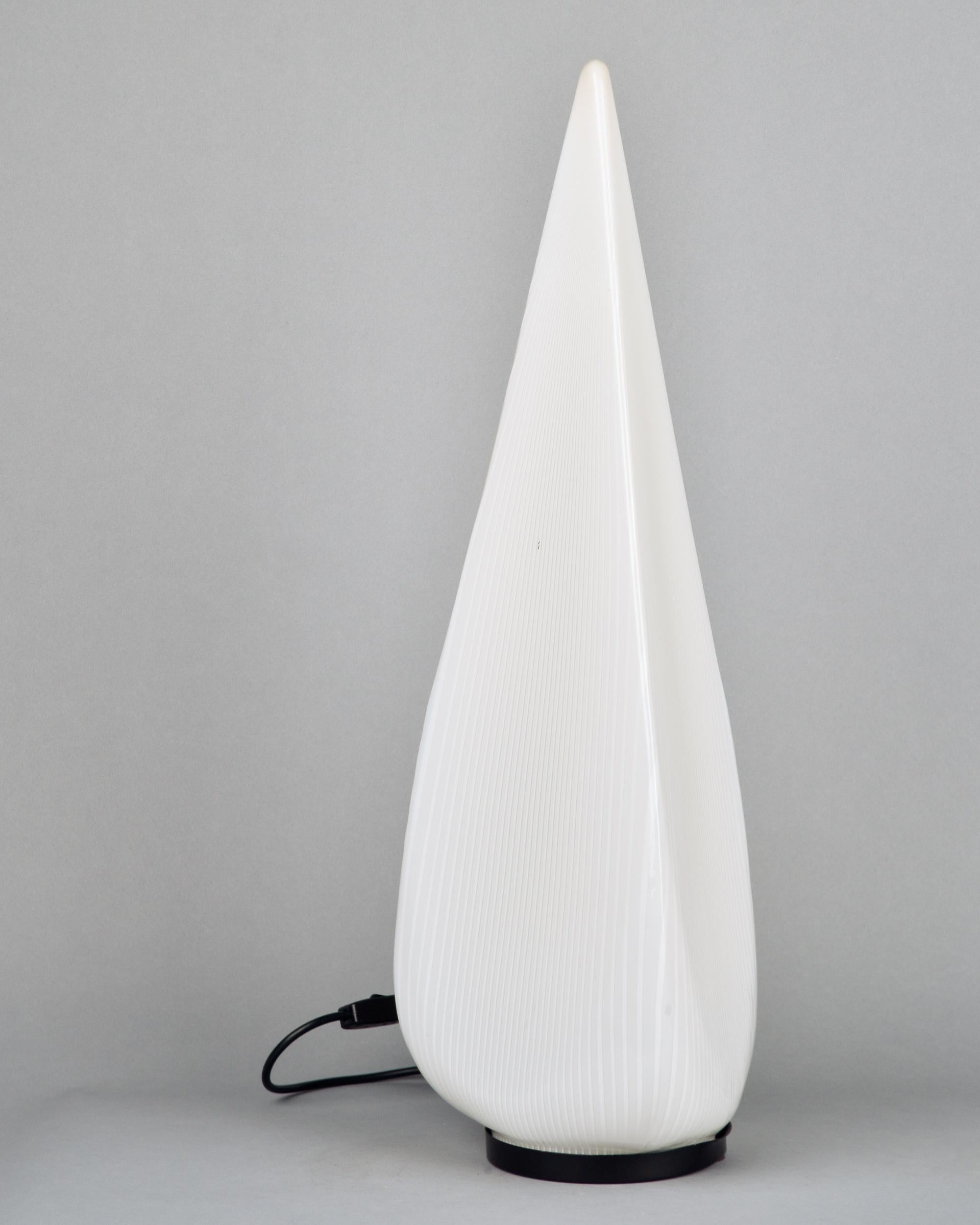 Italian Mid Century Tall White Glass Table Lamp For Sale 1