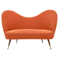 Italian Mid-Century Tangerine Loveseat