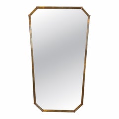 Italian Mid-Century Tapered Brass Wall Mirror, 1970s