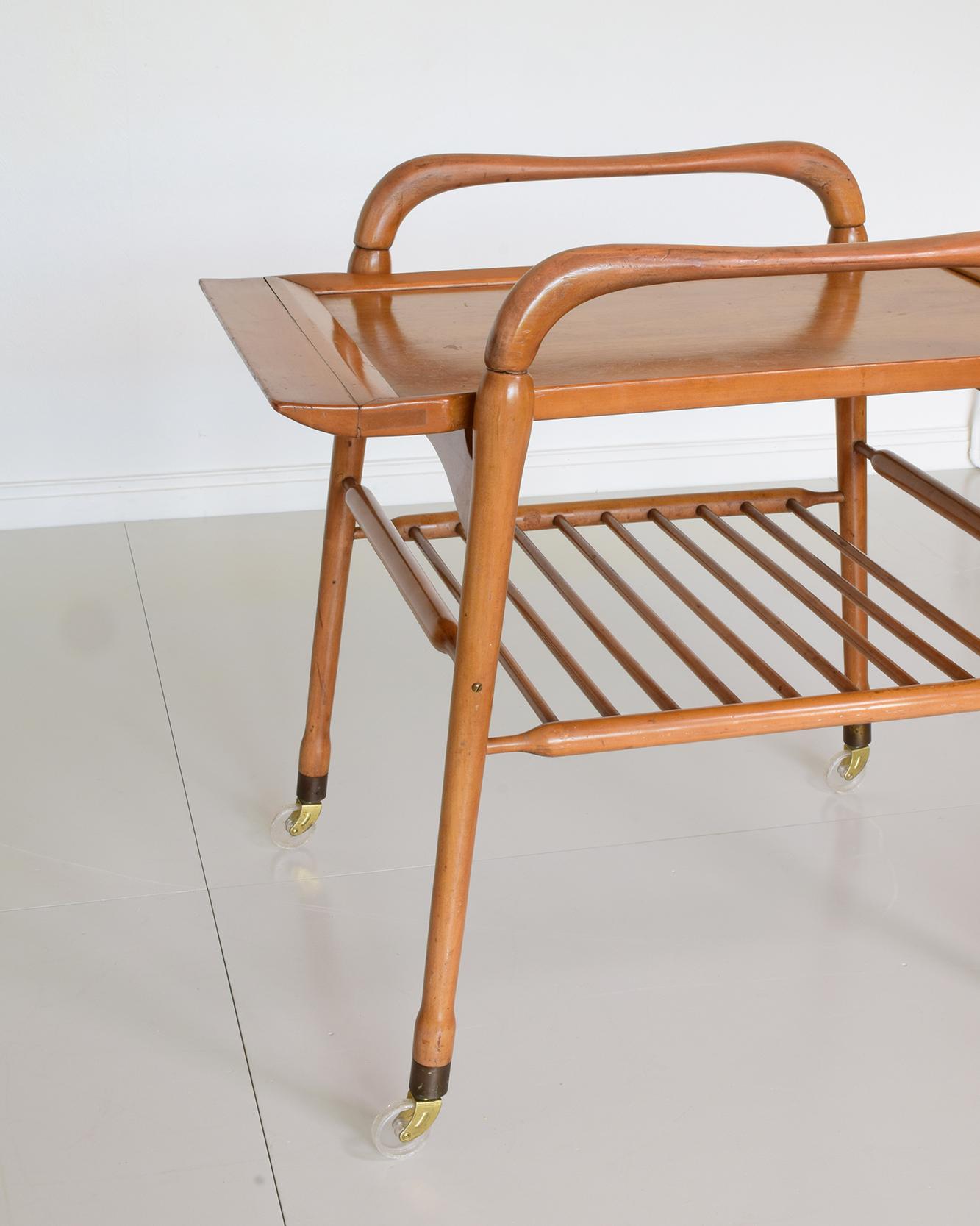 Italian Mid-Century Tea Trolley Tray Table, Style of Cesare Lacca, Ico Parisi 4