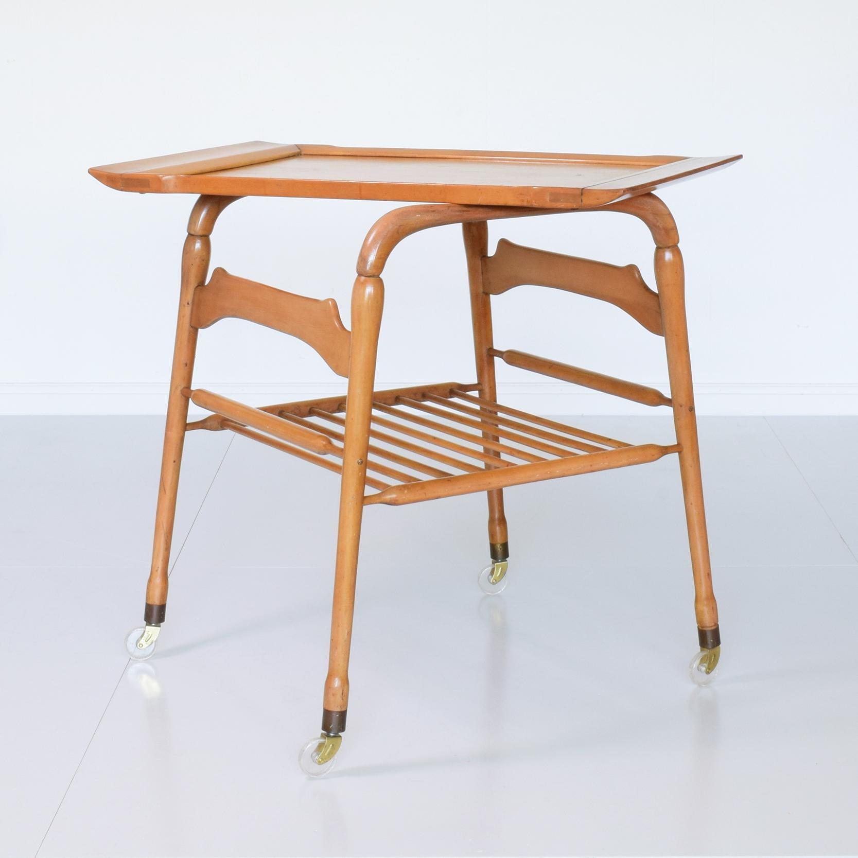 Mid-Century Modern Italian Mid-Century Tea Trolley Tray Table, Style of Cesare Lacca, Ico Parisi