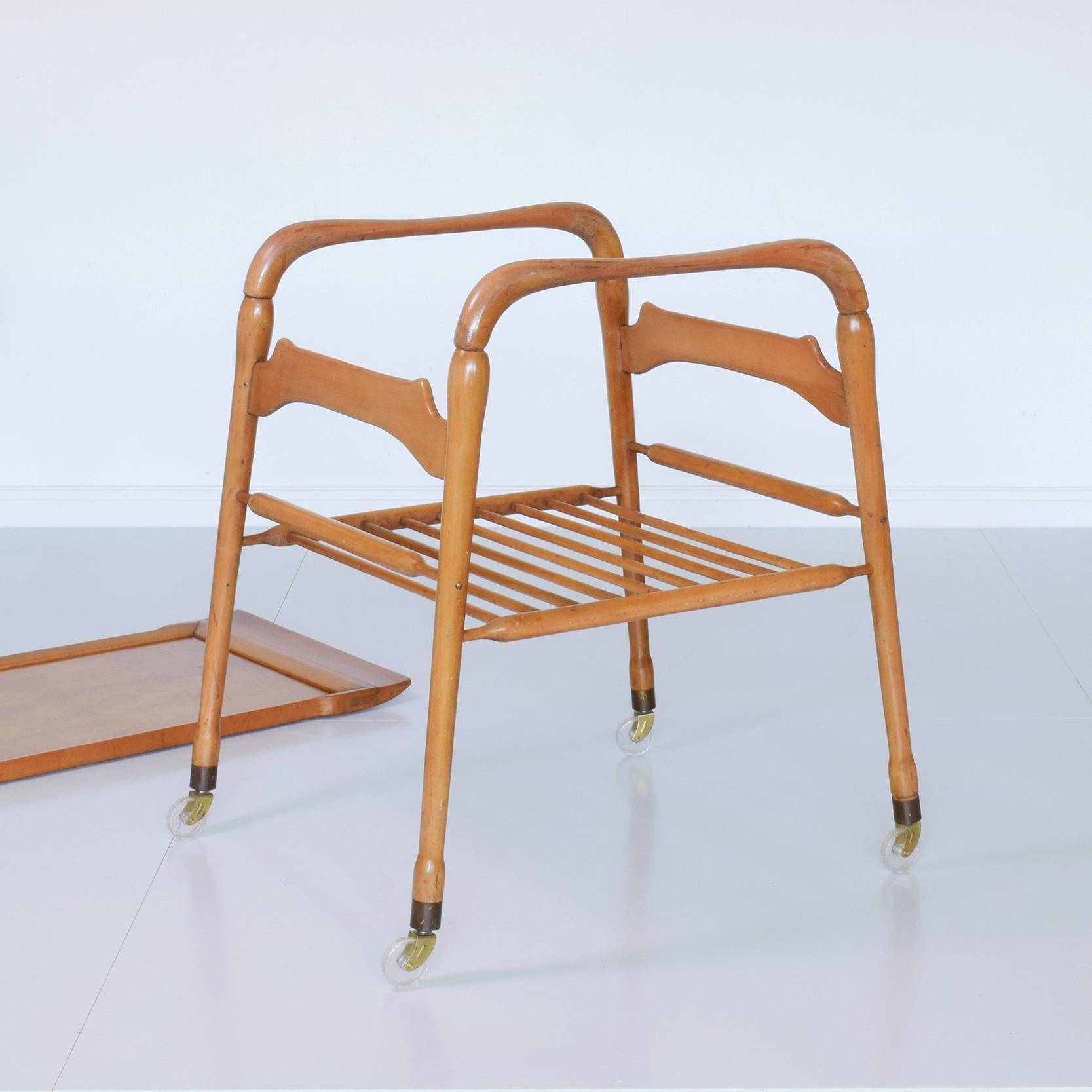 Italian Mid-Century Tea Trolley Tray Table, Style of Cesare Lacca, Ico Parisi In Good Condition In London, GB