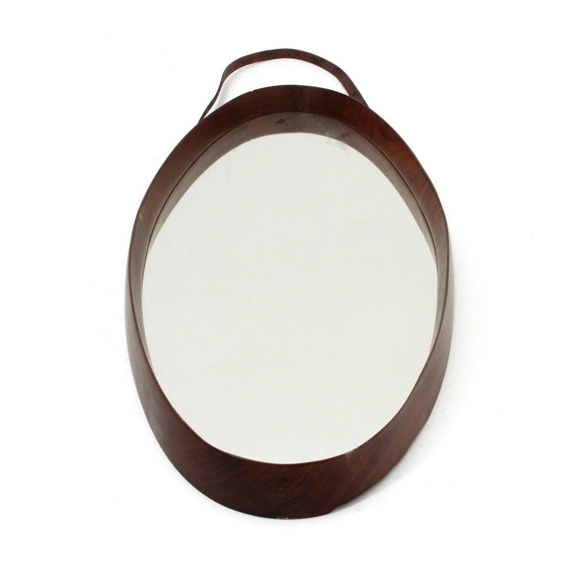 Mid-Century Modern Italian Midcentury Teak Frame Mirror, 1960s For Sale