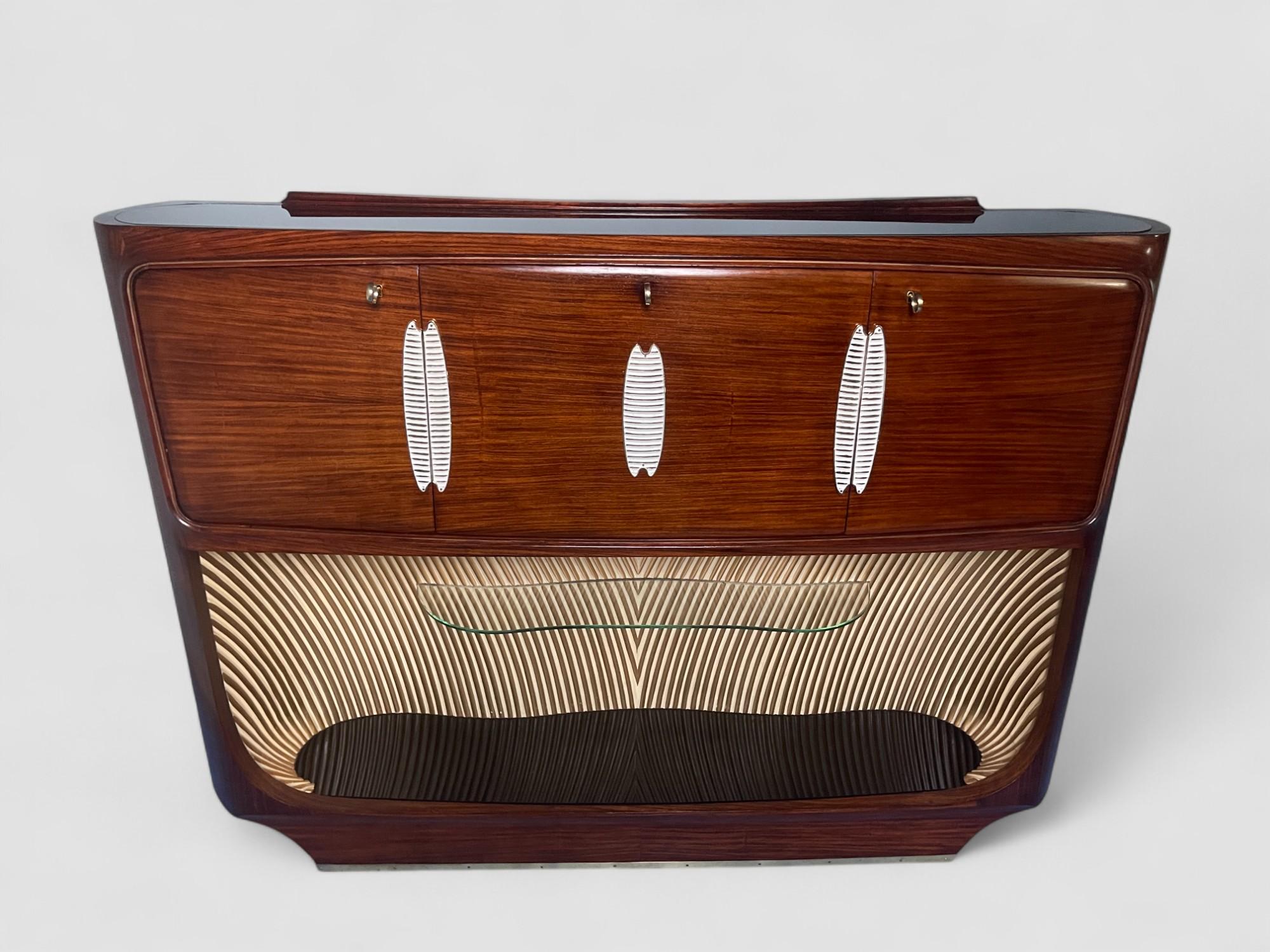 Italian Mid-Century Teak Sideboard or Bar Cabinet designed Vittorio Dassi, 1950s For Sale 8