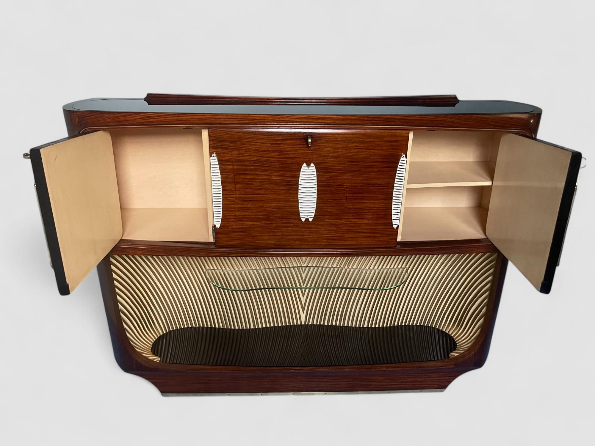 Italian Mid-Century Teak Sideboard or Bar Cabinet designed Vittorio Dassi, 1950s For Sale 10