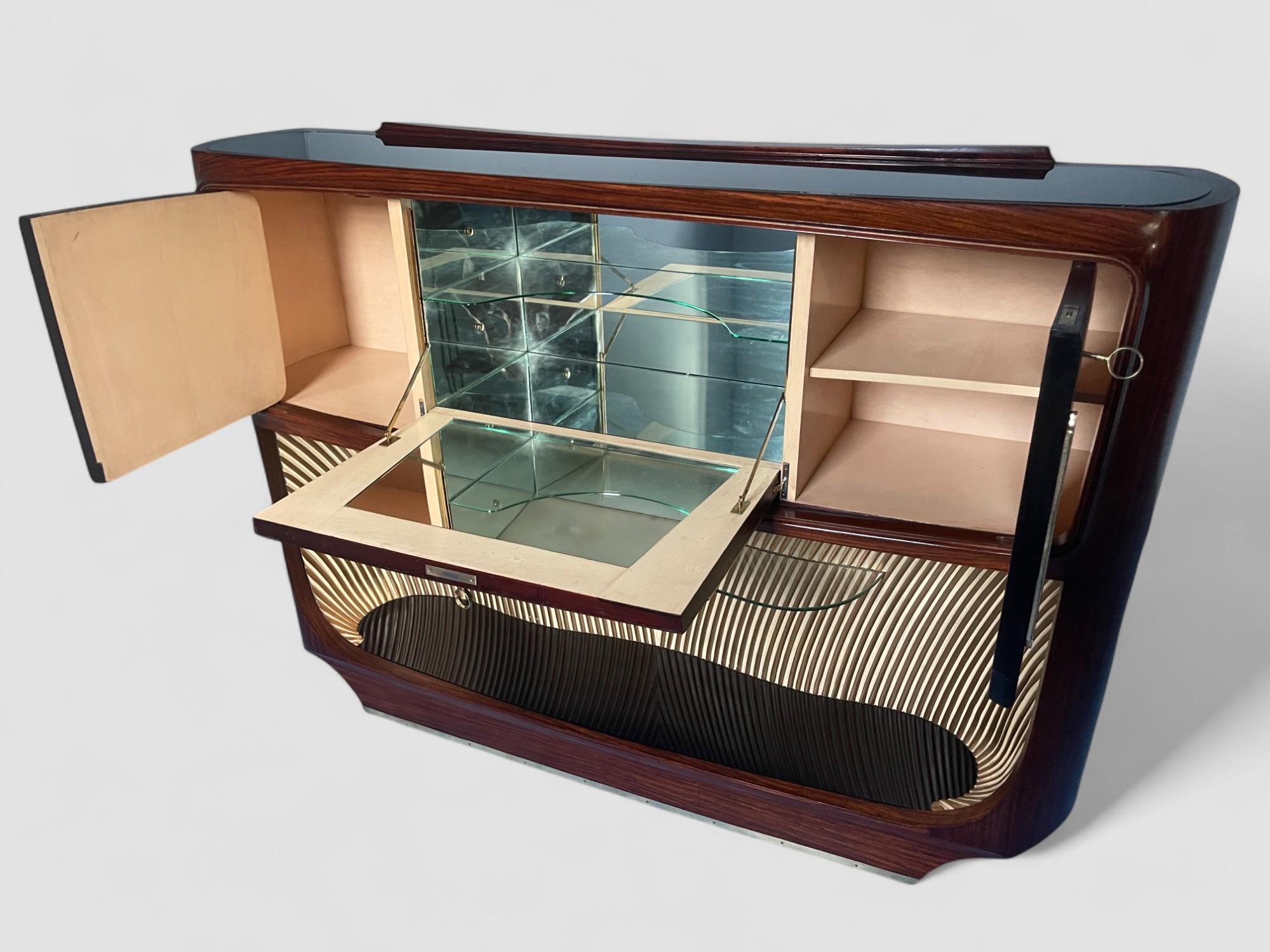 Italian Mid-Century Teak Sideboard or Bar Cabinet designed Vittorio Dassi, 1950s For Sale 11