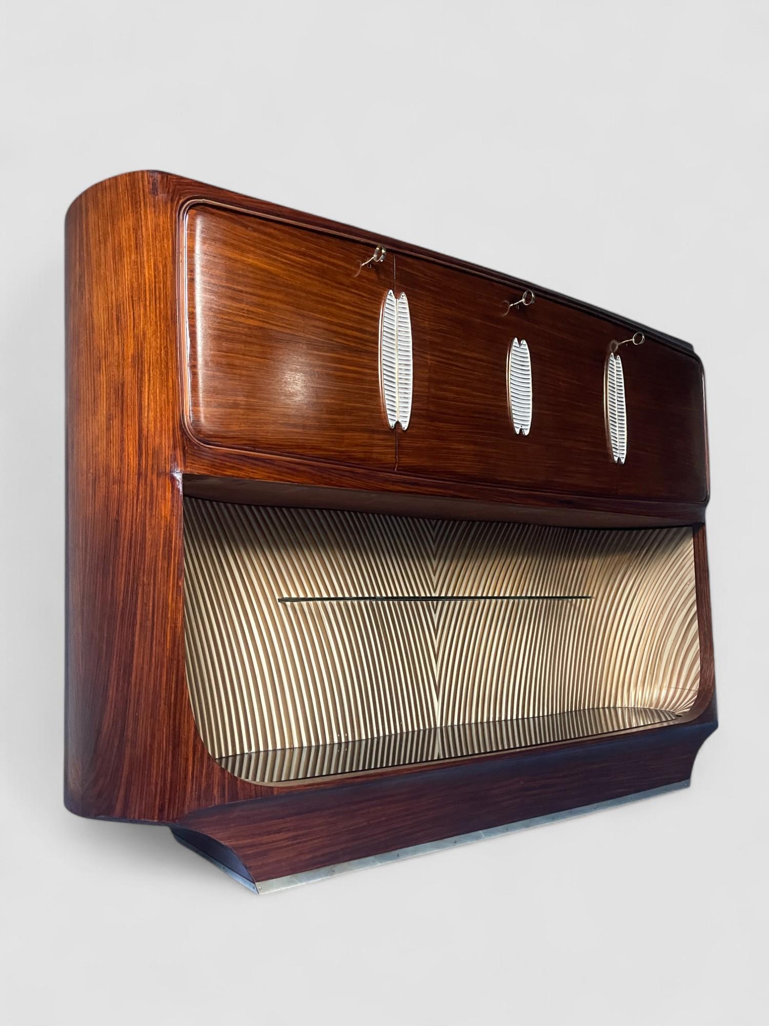 Italian Mid-Century Teak Sideboard or Bar Cabinet designed Vittorio Dassi, 1950s For Sale 13