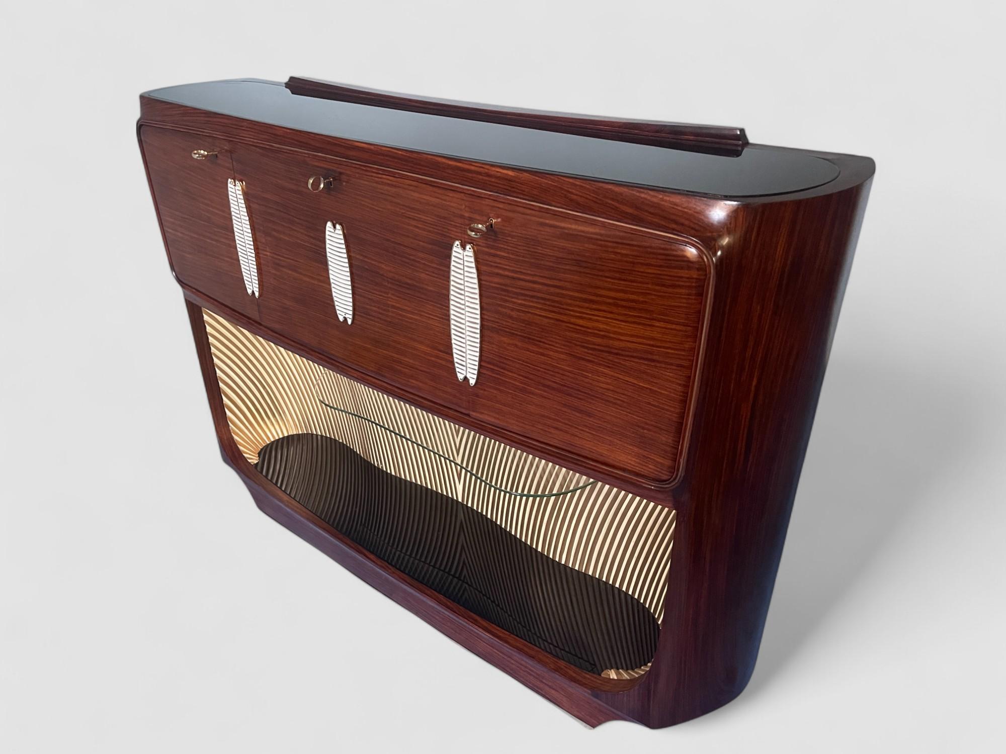 Mid-Century Modern Italian Mid-Century Teak Sideboard or Bar Cabinet designed Vittorio Dassi, 1950s For Sale