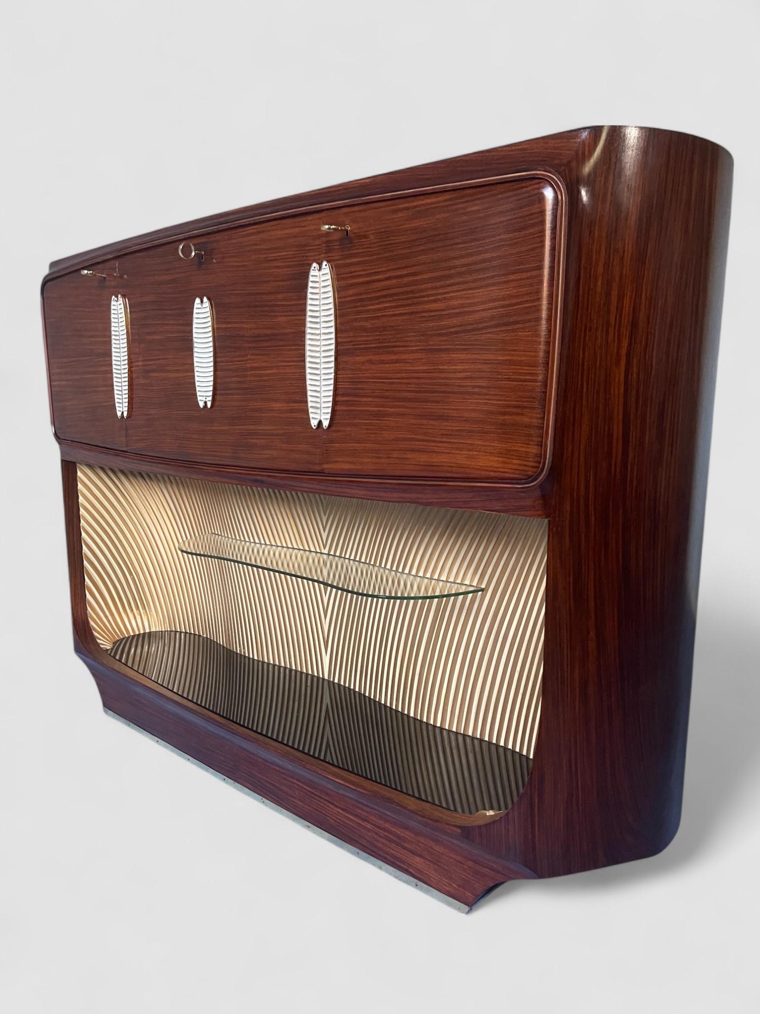 Mid-20th Century Italian Mid-Century Teak Sideboard or Bar Cabinet designed Vittorio Dassi, 1950s For Sale