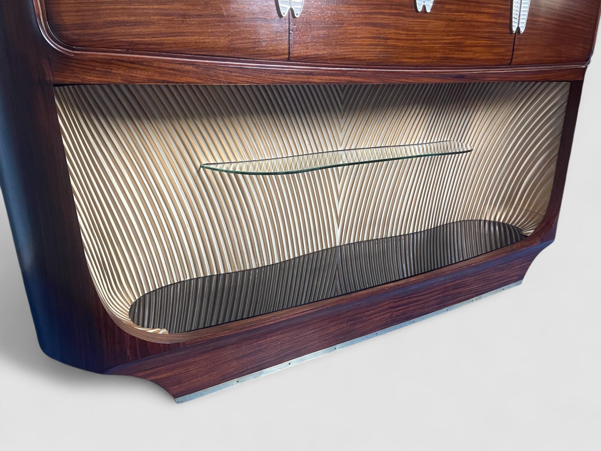 Brass Italian Mid-Century Teak Sideboard or Bar Cabinet designed Vittorio Dassi, 1950s For Sale