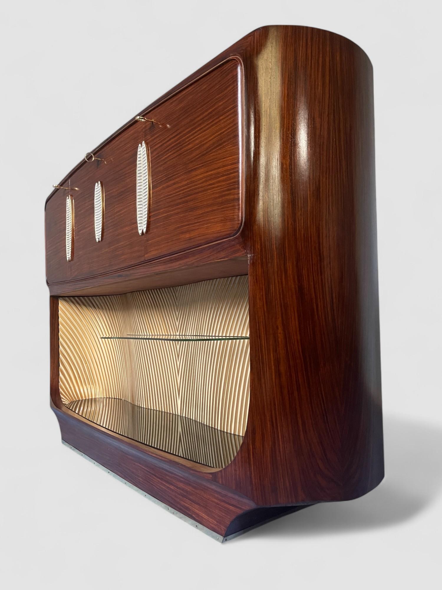 Italian Mid-Century Teak Sideboard or Bar Cabinet designed Vittorio Dassi, 1950s For Sale 1
