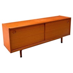 Italian Mid Century Teak Sideboard with Sliding Doors with Round Handle, 1960s
