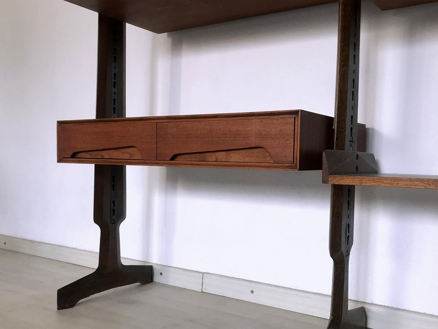 Italian Mid-Century Teak Wood Bookcase Four Modules by Vittorio Dassi, 1950s 3
