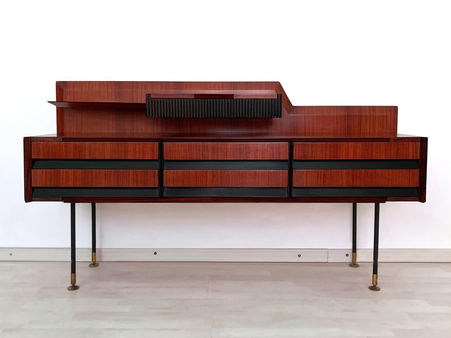 Italian Mid-Century Teak Wood Sideboard with Drawers by Vittorio Dassi, 1950s 6