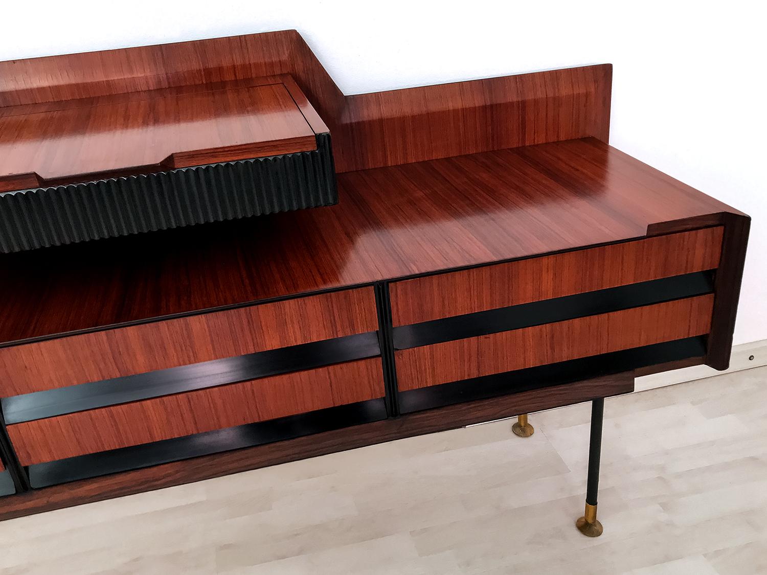 Italian Mid-Century Teak Wood Sideboard with Drawers by Vittorio Dassi, 1950s 11