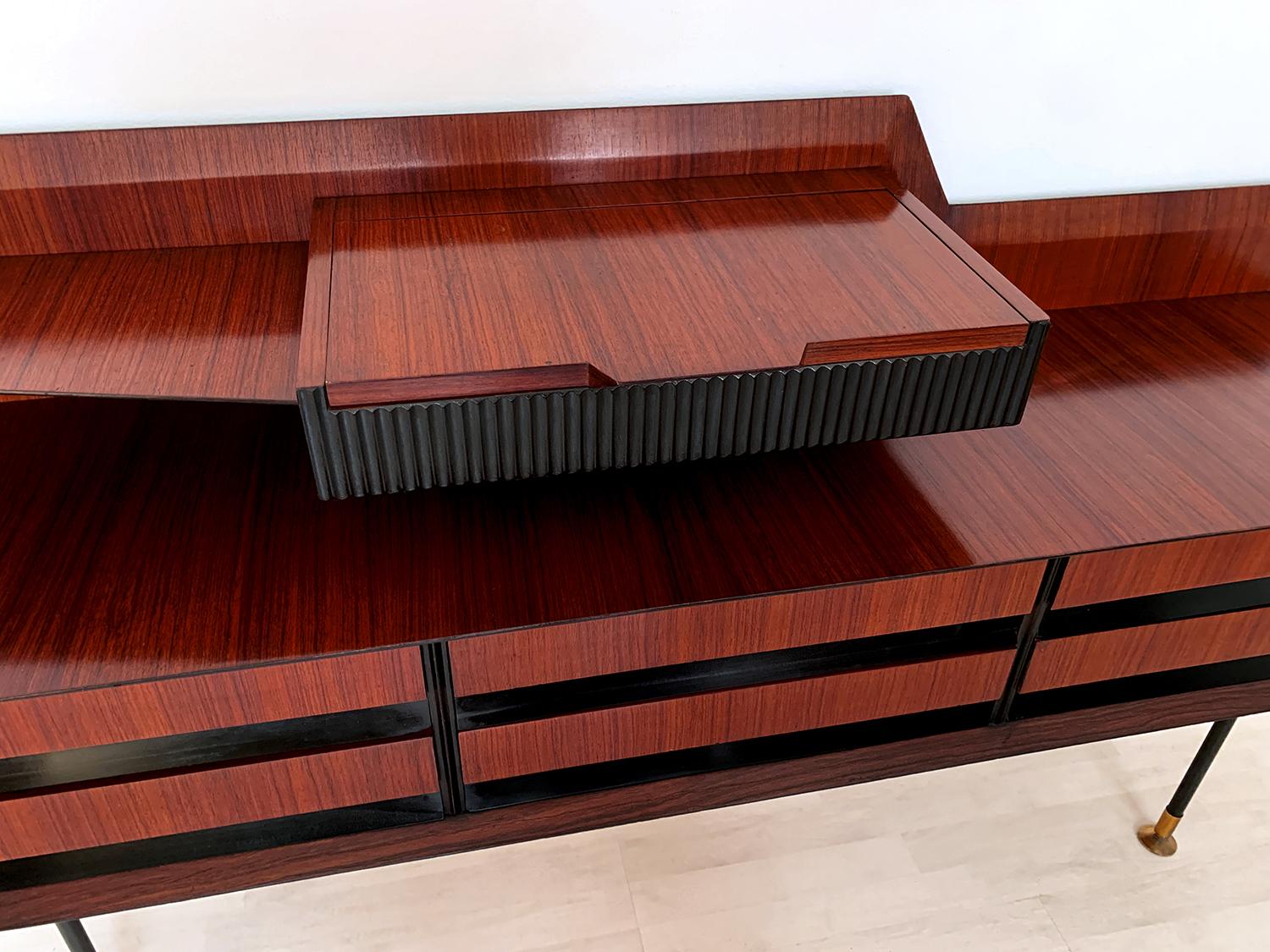 Italian Mid-Century Teak Wood Sideboard with Drawers by Vittorio Dassi, 1950s 12
