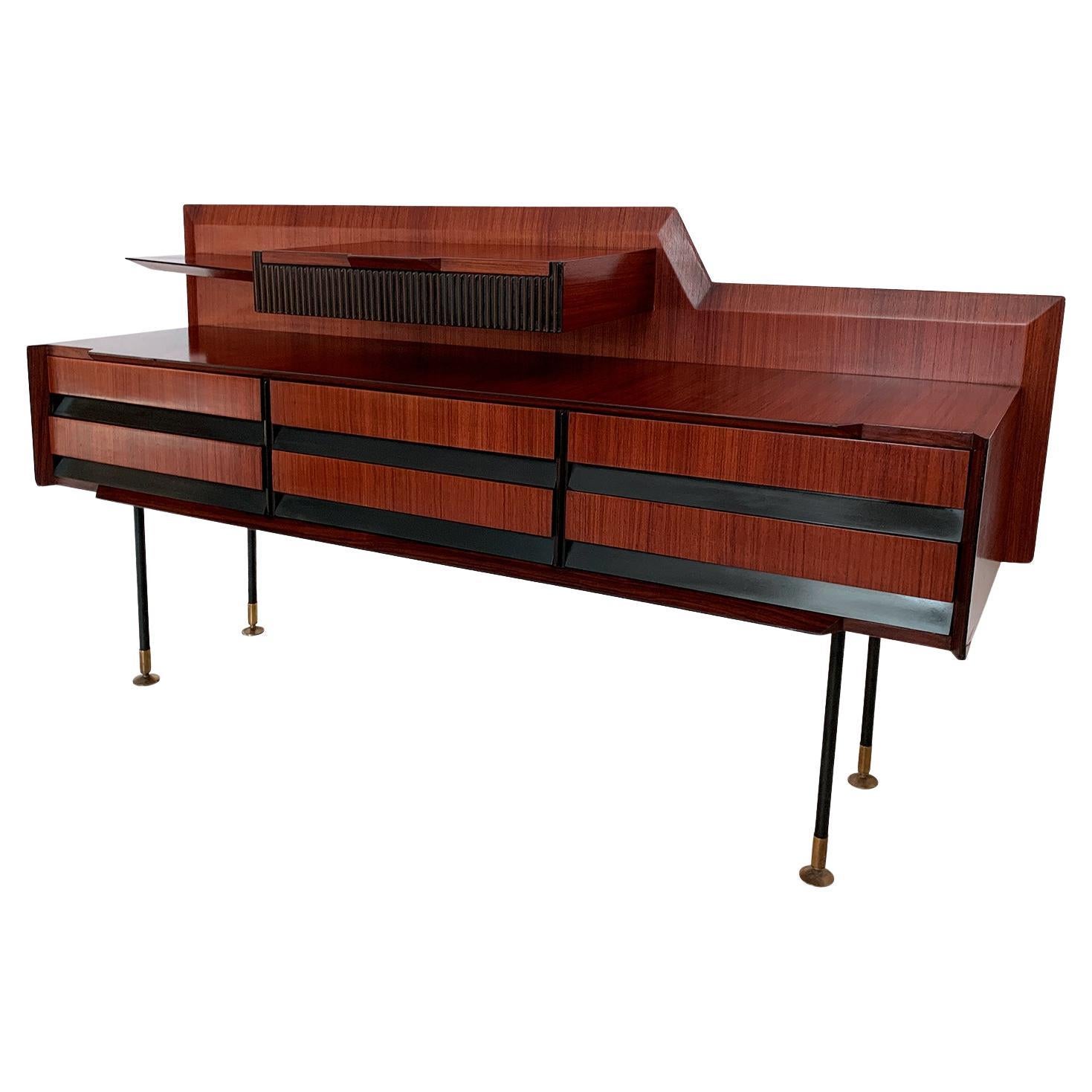 Italian Mid-Century Teak Wood Sideboard with Drawers by Vittorio Dassi, 1950s