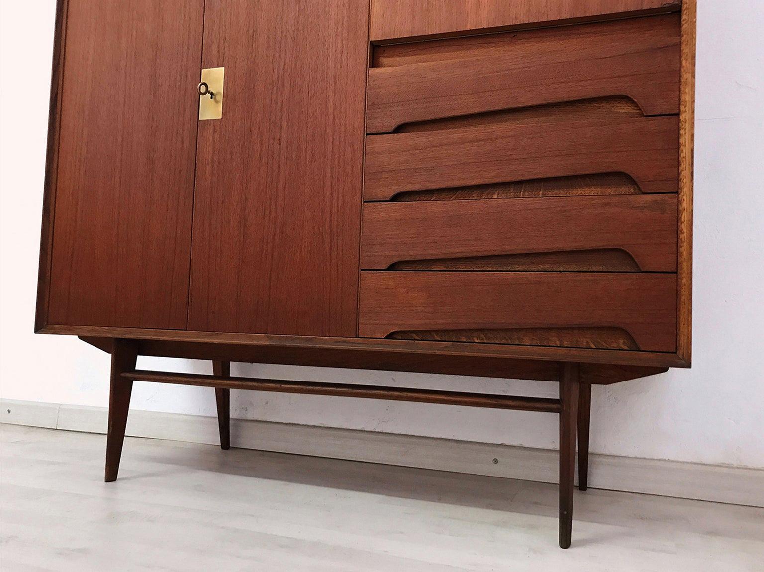 Italian Mid-Century Teak Wood Sideboard with Secretaire by Vittorio Dassi, 1950s 8