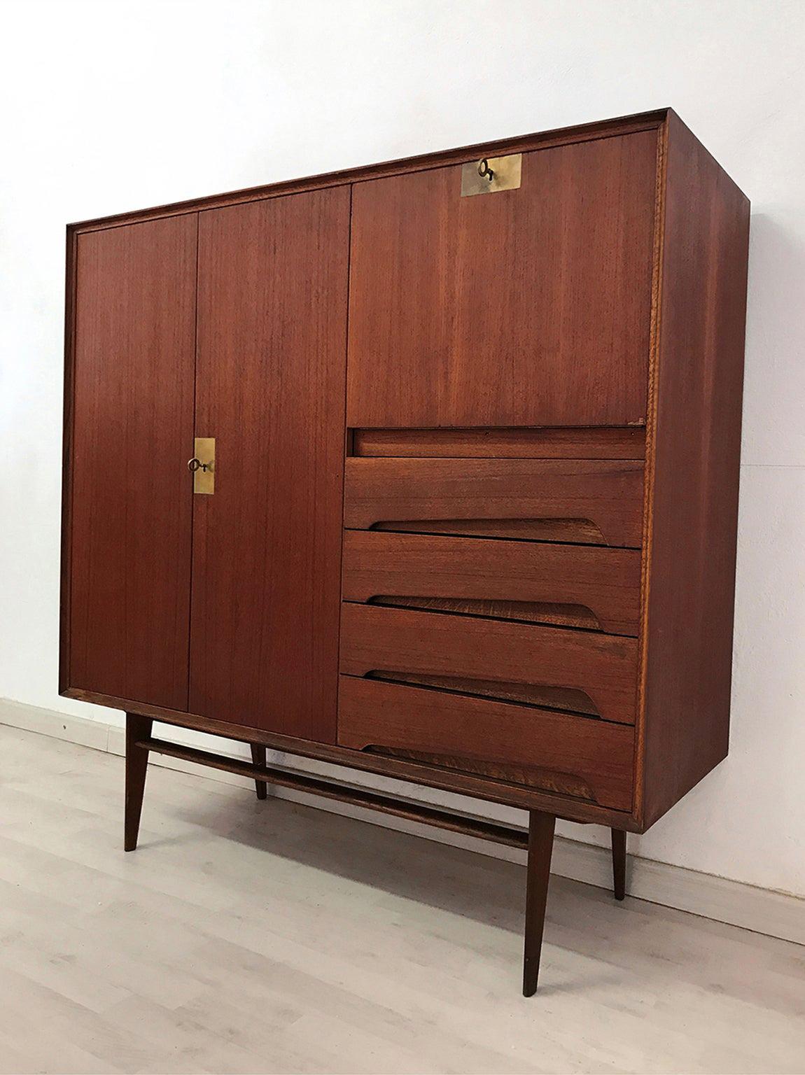 Italian Mid-Century Teak Wood Sideboard with Secretaire by Vittorio Dassi, 1950s 12