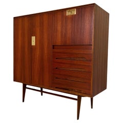 Italian Mid-Century Teak Wood Sideboard with Secretaire by Vittorio Dassi, 1950s