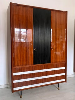 Italian Mid-Century Teak Wood Wardrobe 3-Door by Vittorio Dassi, 1950s