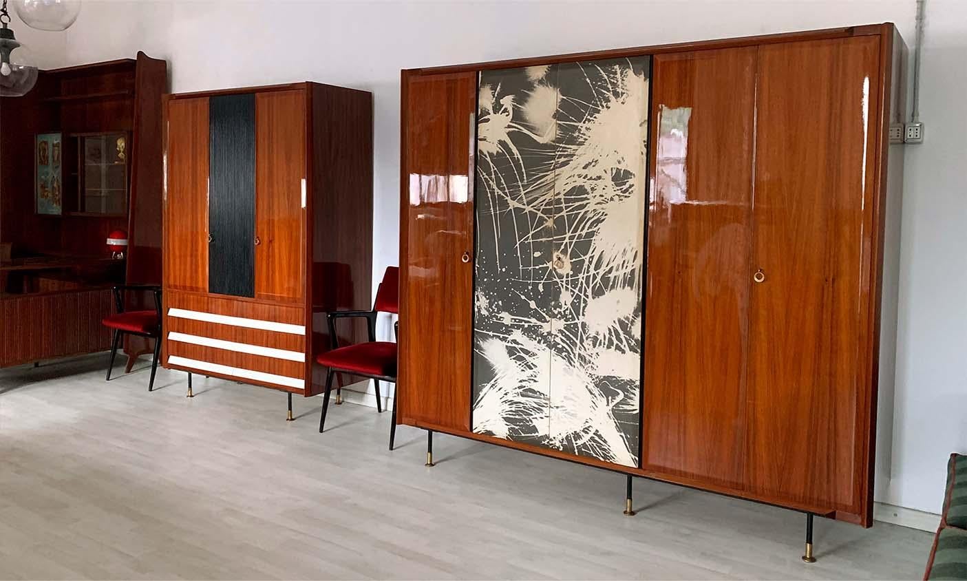 Italian Mid-Century Teak Wood Wardrobe 3-Door by Vittorio Dassi, 1950s 14