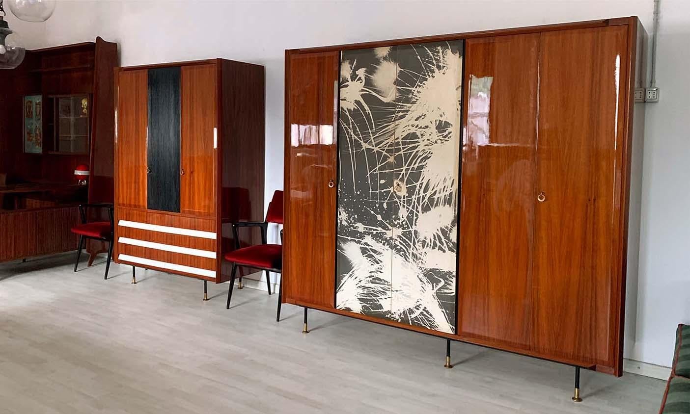 Italian Mid-Century Teak Wood Wardrobe 5-Door by Vittorio Dassi, 1950s 11
