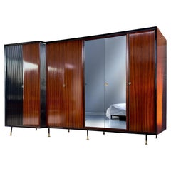 Italian Mid-Century Teak Wood Wardrobe 7-Door by Vittorio Dassi, 1950s
