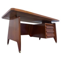 Italian Mid-Century Teakwood Executive Desk Table by Vittorio Dassi, 1950s