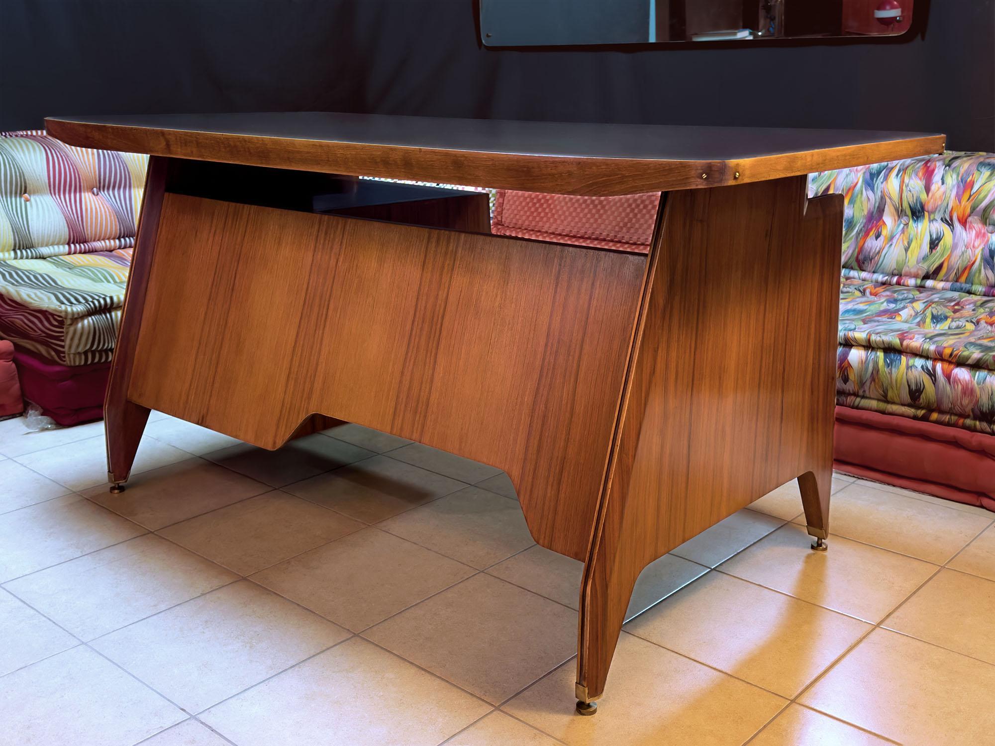 Italian Mid-Century Teakwood Writing Desk by Vittorio Dassi, 1950s For Sale 12