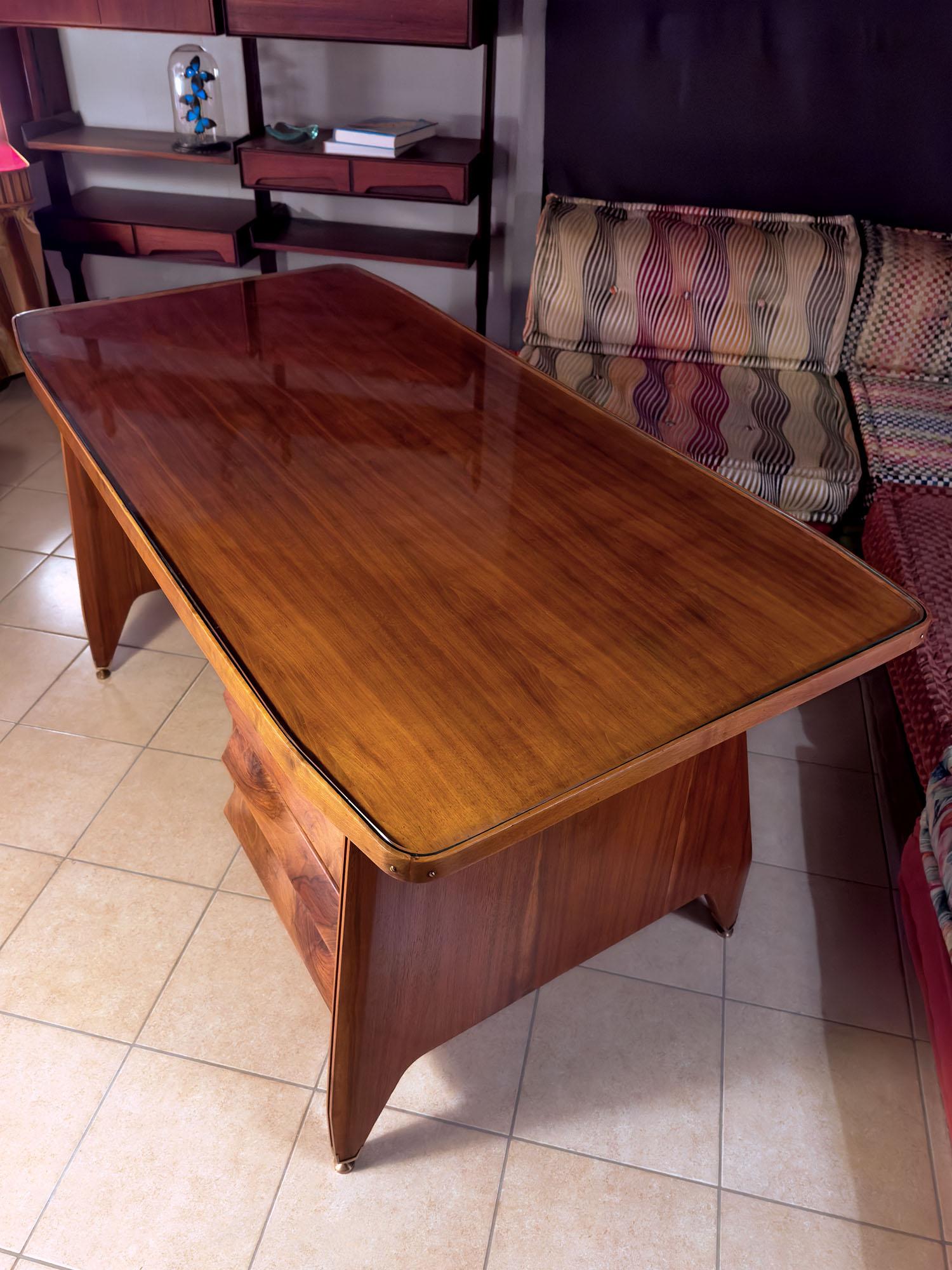 Italian Mid-Century Teakwood Writing Desk by Vittorio Dassi, 1950s 3