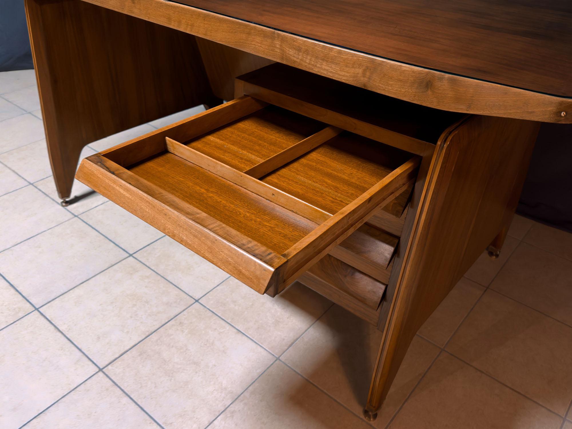 Italian Mid-Century Teakwood Writing Desk by Vittorio Dassi, 1950s 1
