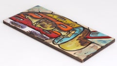 Italian Mid-Century Terracotta Hand Decorated Street Scene & Fountain Tile