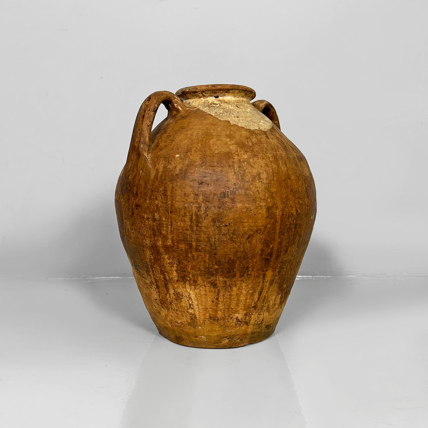 Metà XX secolo Vaso in terracotta italiano di metà secolo con manici, anni '50 in vendita
