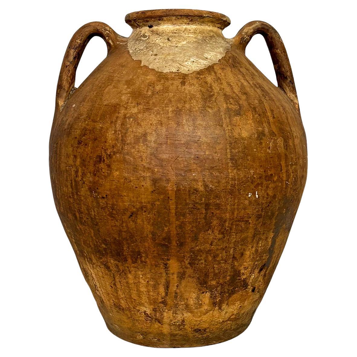 Vaso in terracotta italiano di metà secolo con manici, anni '50 in vendita
